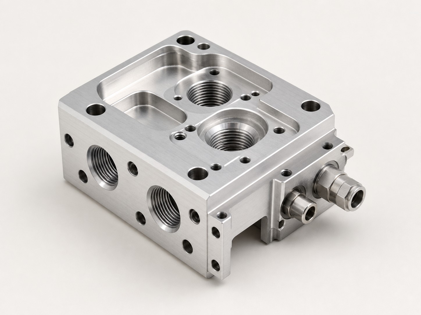Precision CNC-machined aluminum manifold